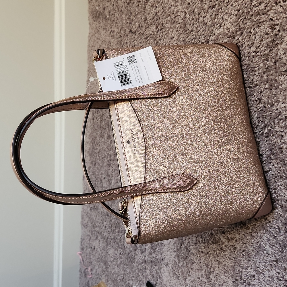 Stunning Sparkling New With Tags Rose Gold Glitter Kate Spade bag